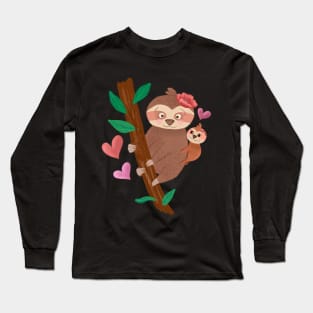 Cute sloth mom and baby Long Sleeve T-Shirt